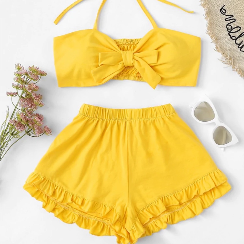 Yellow two piece co ord matching set
